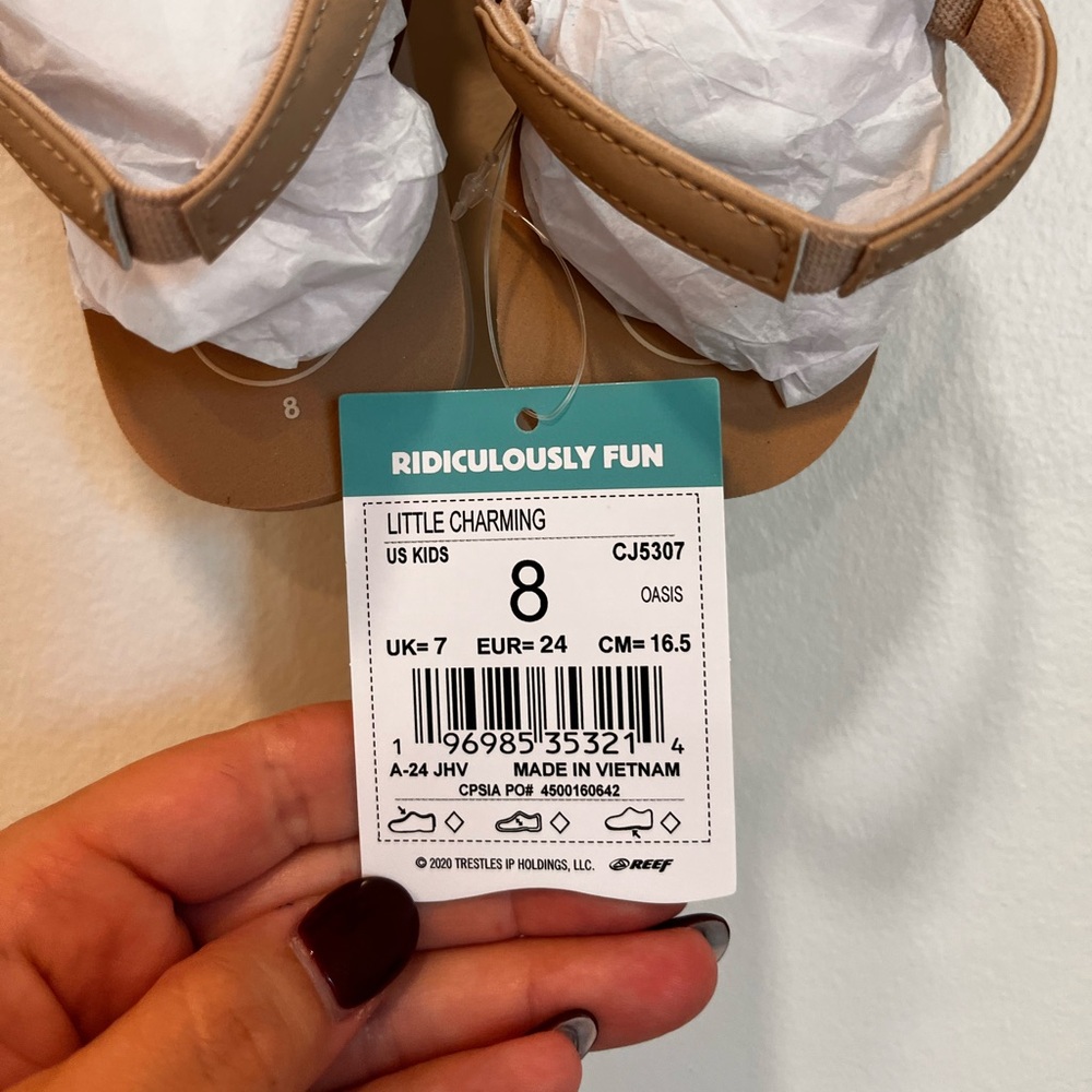 REEF FLIP FLOPS Sandals Toddler Kids Size US 8 New Little Charming Tan Waves - Picture 3 of 4